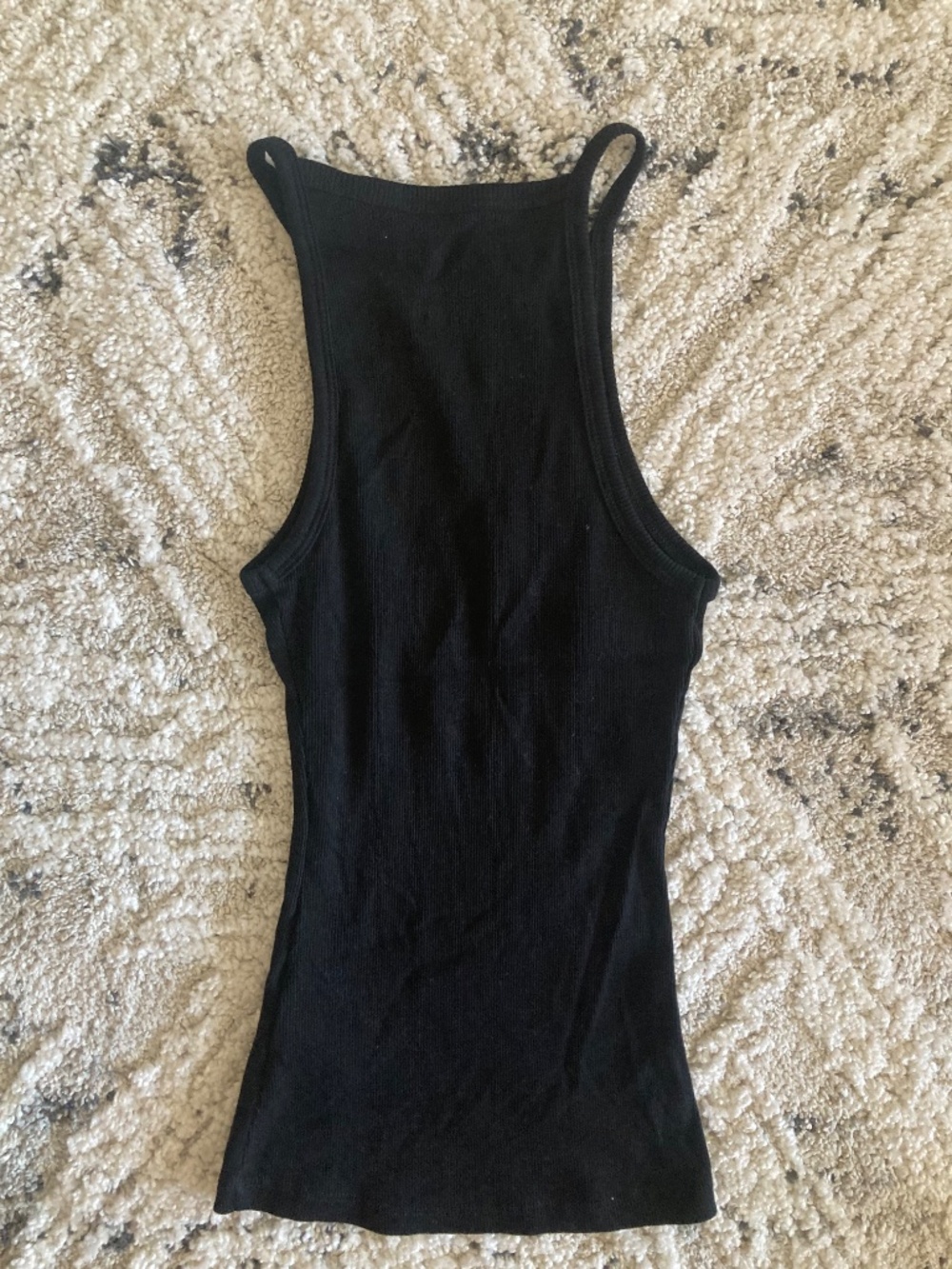 Guess black gold crystal studded logo halter sleeveless tank ribbed top xs - Picture 4 of 4